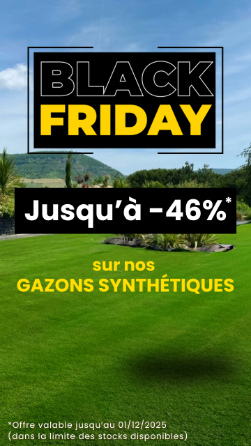 Black Friday jusqu'à -46% sur nos gazons synthétiques