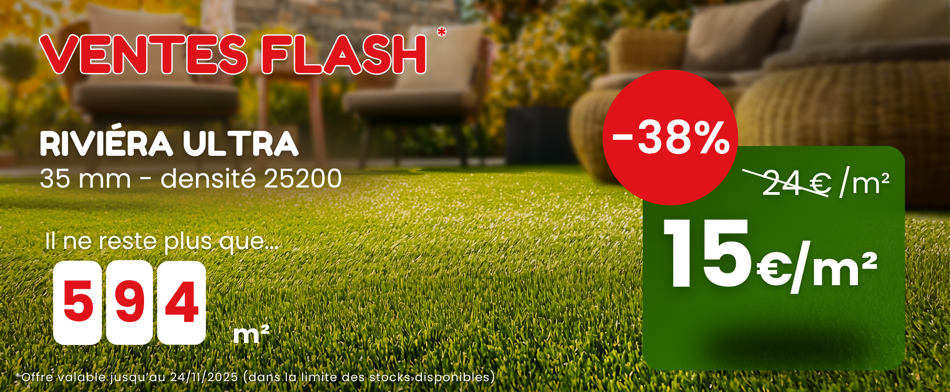 offre spéciale gazon synthétique riviéra ultra 35 mm green eco concept